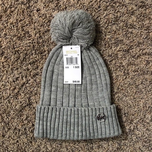 MICHAEL Michael Kors Accessories - Michael Kors Gray Pom Sock Hat NWT
